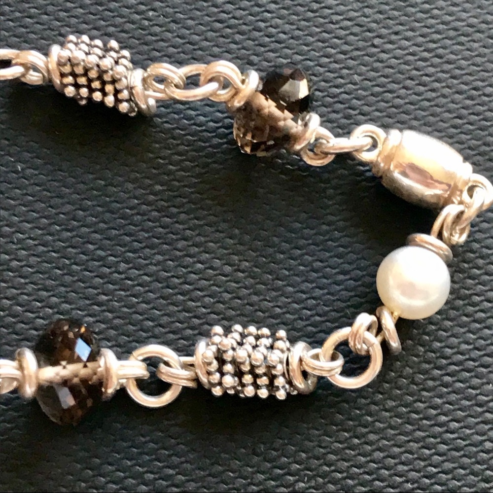 Michael Dawkins SS Pearl & Smoky Quartz Bracelet